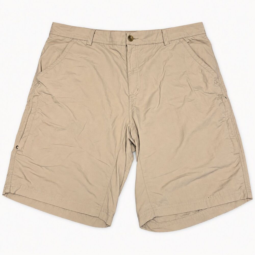 REI Men's Khaki Hiking Shorts 40W Lightweight Outdoor Zip Pocket